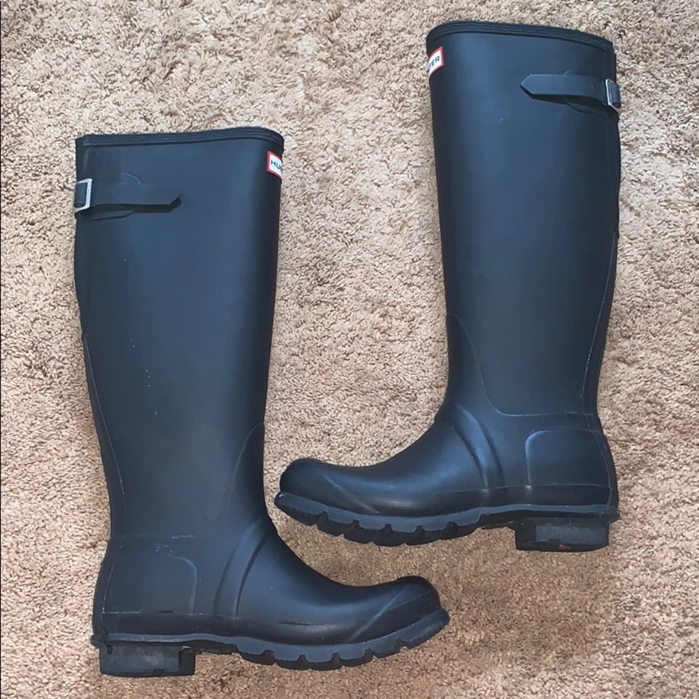 Tall Matte Black Hunter Rain Boots